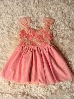 The Children’s Place Girls Pink Tulle Party Dress Rosette Bodice 6X/7